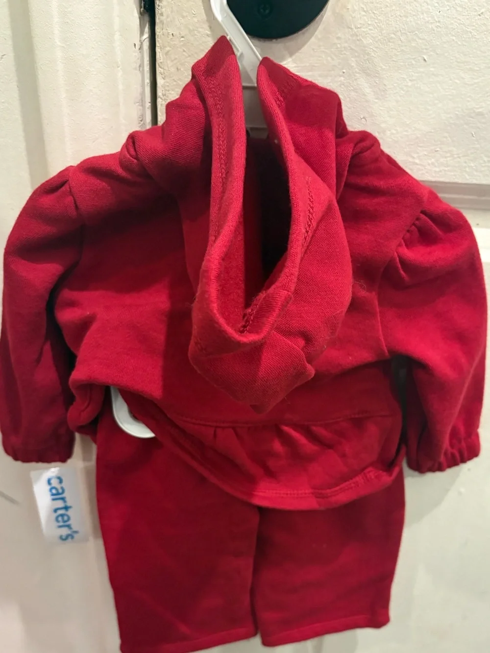 Carter's Red Hooded Cardigan Set with Cherry Accent